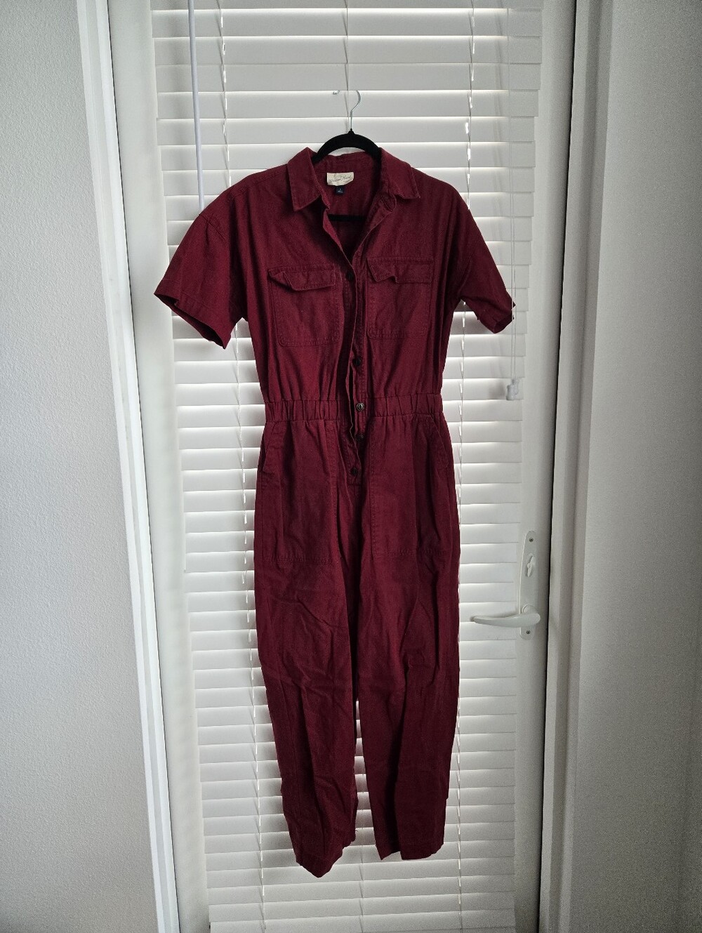 Universal Thread Short-Sleeve Utility Jumpsuit in Wine